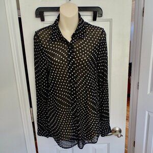 Cabi Sheer Black blouse with white Stars